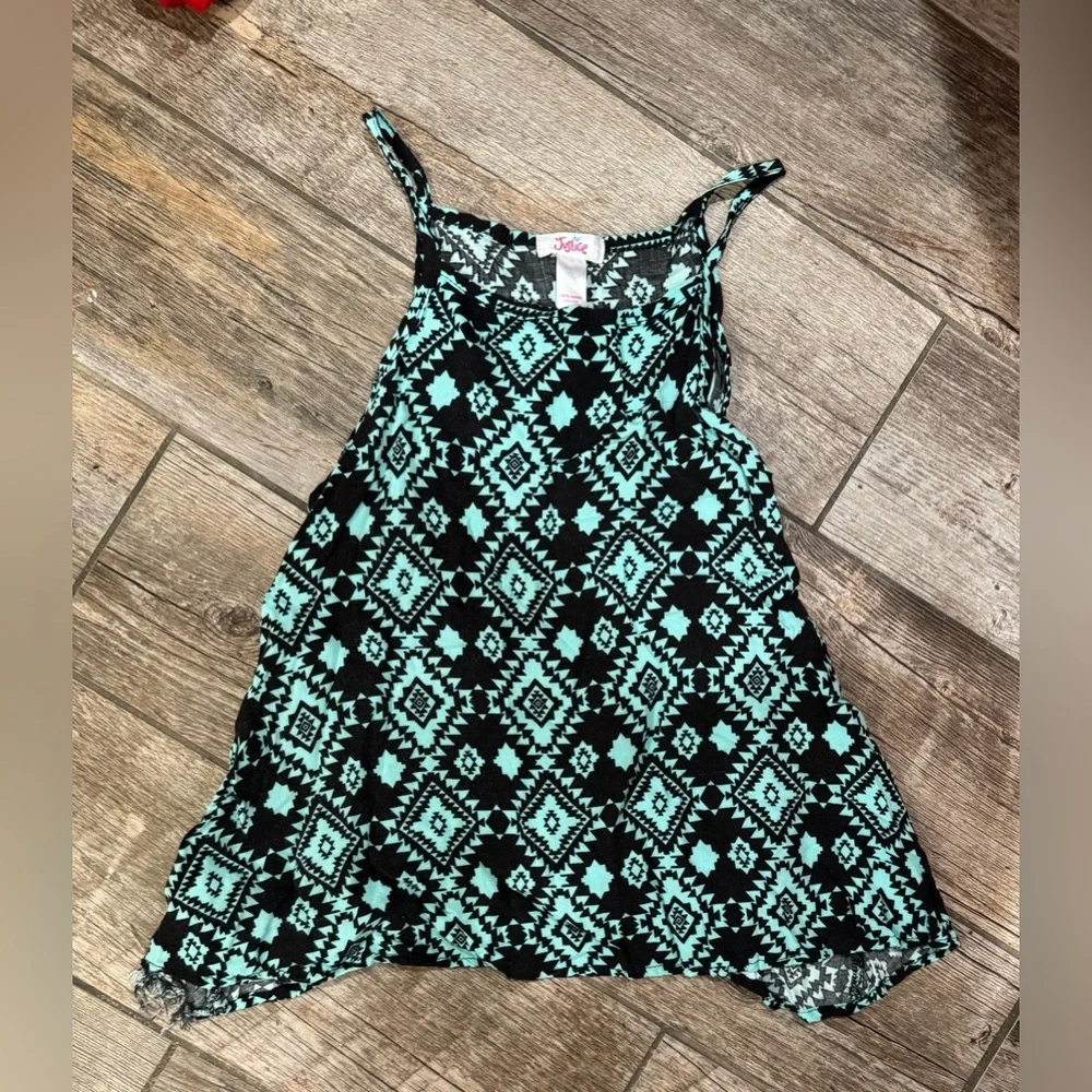 Justice Black and Mint Aztec Tank Top​